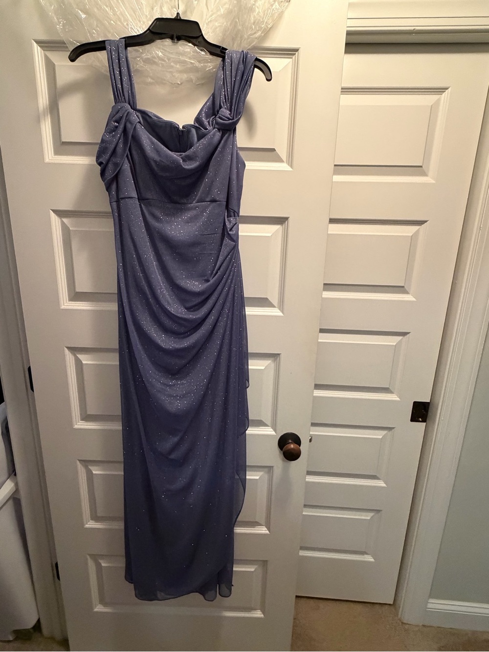 Alex Evenings Lavender Sparkle Draped Maxi Gown